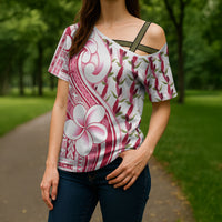 Samoa Teuila Cross Shoulder Shirt White Samoan Siapo Motifs LT05 - Polynesian Pride