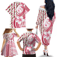 Samoa Teuila Family Matching Off The Shoulder Long Sleeve Dress and Hawaiian Shirt White Samoan Siapo Motifs LT05 - Polynesian Pride