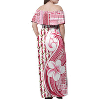 Samoa Teuila Family Matching Off Shoulder Maxi Dress and Hawaiian Shirt White Samoan Siapo Motifs LT05 - Polynesian Pride