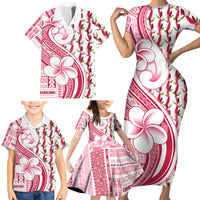 Samoa Teuila Family Matching Short Sleeve Bodycon Dress and Hawaiian Shirt White Samoan Siapo Motifs LT05 - Polynesian Pride