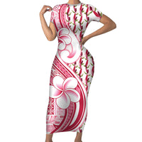 Samoa Teuila Family Matching Short Sleeve Bodycon Dress and Hawaiian Shirt White Samoan Siapo Motifs LT05 Mom's Dress White - Polynesian Pride