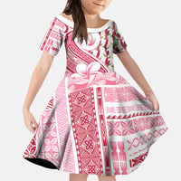 Samoa Teuila Kid Short Sleeve Dress White Samoan Siapo Motifs LT05 KID White - Polynesian Pride