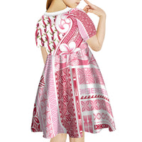 Samoa Teuila Kid Short Sleeve Dress White Samoan Siapo Motifs LT05 - Polynesian Pride
