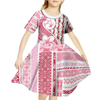 Samoa Teuila Kid Short Sleeve Dress White Samoan Siapo Motifs LT05 - Polynesian Pride
