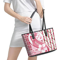 Samoa Teuila Leather Tote Bag White Samoan Siapo Motifs LT05 - Polynesian Pride