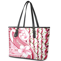 Samoa Teuila Leather Tote Bag White Samoan Siapo Motifs LT05 - Polynesian Pride