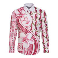 Samoa Teuila Long Sleeve Button Shirt White Samoan Siapo Motifs LT05 Unisex White - Polynesian Pride