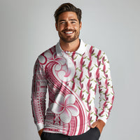 Samoa Teuila Long Sleeve Polo Shirt White Samoan Siapo Motifs LT05 - Polynesian Pride