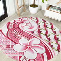 Samoa Teuila Round Carpet White Samoan Siapo Motifs LT05 White - Polynesian Pride
