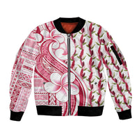 Samoa Teuila Sleeve Zip Bomber Jacket White Samoan Siapo Motifs LT05 Unisex White - Polynesian Pride
