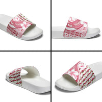 Samoa Teuila Slide Sandals White Samoan Siapo Motifs LT05 - Polynesian Pride