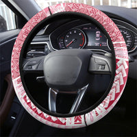 Samoa Teuila Steering Wheel Cover White Samoan Siapo Motifs LT05 - Polynesian Pride