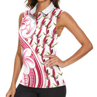 Samoa Teuila Women Sleeveless Polo Shirt White Samoan Siapo Motifs LT05 - Polynesian Pride