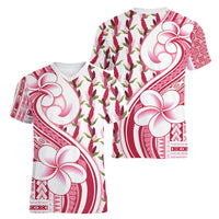 Samoa Teuila Women V-Neck T-Shirt White Samoan Siapo Motifs LT05 - Polynesian Pride