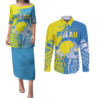 Palau Independence Day Couples Matching Puletasi and Long Sleeve Button Shirt Happy 30th Anniversary