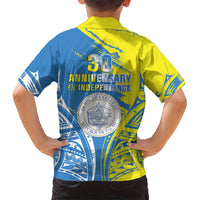 Palau Independence Day Family Matching Short Sleeve Bodycon Dress and Hawaiian Shirt Happy 30th Anniversary