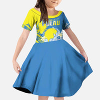 Palau Independence Day Family Matching Short Sleeve Bodycon Dress and Hawaiian Shirt Happy 30th Anniversary