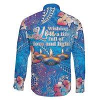 Happy Diwali Festival Family Matching Puletasi and Hawaiian Shirt Diya Lamp Rangoli With Polynesian Pattern