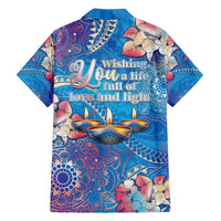Happy Diwali Festival Hawaiian Shirt Diya Lamp Rangoli With Polynesian Pattern