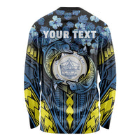 Personalised Palau Long Sleeve Shirt Polynesian Dolphin Tropical Hibiscus Style