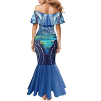 Personalised French Polynesia Bora Bora Family Matching Mermaid Dress and Hawaiian Shirt Beach Landscape Polynesian Style