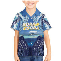 Personalised French Polynesia Bora Bora Family Matching Mermaid Dress and Hawaiian Shirt Beach Landscape Polynesian Style