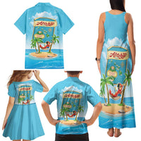 Aloha Hawaii Family Matching Tank Maxi Dress and Hawaiian Shirt Funny Macaw Parrot Tropical Vibe