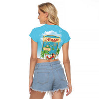 Aloha Hawaii Raglan Cropped T Shirt Funny Macaw Parrot Tropical Vibe LT05 - Polynesian Pride