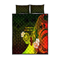 Hawaii State Motto Quilt Bed Set Hawaiian Tribal Reggae Hammerhead Shark LT05 Reggae - Polynesian Pride