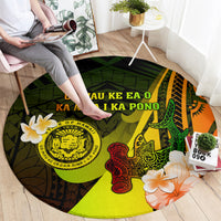 Hawaii State Motto Round Carpet Hawaiian Tribal Reggae Hammerhead Shark LT05 - Polynesian Pride