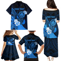 Personalised Hawaii State Motto Family Matching Puletasi and Hawaiian Shirt Hawaiian Tribal Blue Hammerhead Shark LT05 - Polynesian Pride