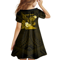 Personalised Hawaii State Motto Kid Short Sleeve Dress Hawaiian Tribal Gold Hammerhead Shark LT05 - Polynesian Pride