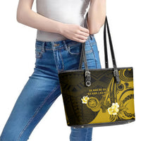 Hawaii State Motto Leather Tote Bag Hawaiian Tribal Gold Hammerhead Shark LT05 - Polynesian Pride