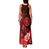 Personalised Hawaii State Motto Family Matching Tank Maxi Dress and Hawaiian Shirt Hawaiian Tribal Red Hammerhead Shark LT05 - Polynesian Pride