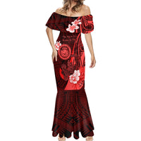 Personalised Hawaii State Motto Mermaid Dress Hawaiian Tribal Red Hammerhead Shark LT05 - Polynesian Pride