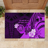 Hawaii State Motto Rubber Doormat Hawaiian Tribal Purple Hammerhead Shark LT05 - Polynesian Pride