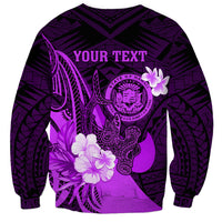 Personalised Hawaii State Motto Sweatshirt Hawaiian Tribal Purple Hammerhead Shark LT05 - Polynesian Pride