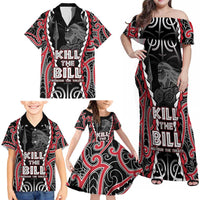 Aotearoa Waitangi Day Family Matching Off Shoulder Maxi Dress and Hawaiian Shirt Maori Warrior Tribal Tattoo