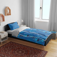Hawaii Maile Lei Bedding Set With Blue Monstera Pattern LT05 - Polynesian Pride