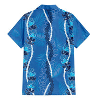 Hawaii Maile Lei Family Matching Mermaid Dress and Hawaiian Shirt With Blue Monstera Pattern