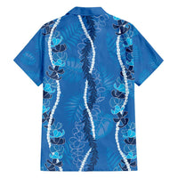 Hawaii Maile Lei Family Matching Summer Maxi Dress and Hawaiian Shirt With Blue Monstera Pattern