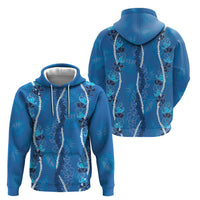 Hawaii Maile Lei Hoodie With Blue Monstera Pattern
