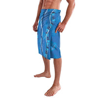 Hawaii Maile Lei Lavalava With Blue Monstera Pattern LT05 - Polynesian Pride