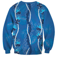 Hawaii Maile Lei Sweatshirt With Blue Monstera Pattern LT05 - Polynesian Pride