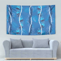 Hawaii Maile Lei Tapestry With Blue Monstera Pattern LT05 - Polynesian Pride