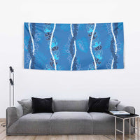 Hawaii Maile Lei Tapestry With Blue Monstera Pattern LT05 - Polynesian Pride