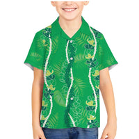 Hawaii Maile Lei Family Matching Mermaid Dress and Hawaiian Shirt With Green Monstera Pattern