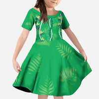 Hawaii Maile Lei Family Matching Tank Maxi Dress and Hawaiian Shirt With Green Monstera Pattern