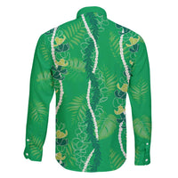 Hawaii Maile Lei Family Matching Tank Maxi Dress and Hawaiian Shirt With Green Monstera Pattern