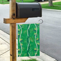 Hawaii Maile Lei Garden Flag With Green Monstera Pattern